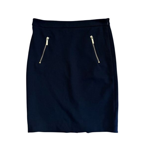 MICHAEL Michael Kors Women's Black Pencil Skirt w/ Gold Zippers Size 2 - Picture 1 of 6